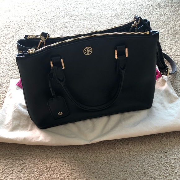 Tory Burch Handbags - Tory Burch Robinson black saffiano mini zip tote